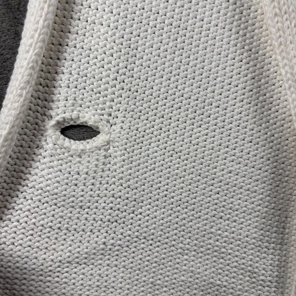 Pure Handknit Button Wrap Cardigan Poncho Shrug Scarf Cotton OS White I141 - Picture 3 of 6